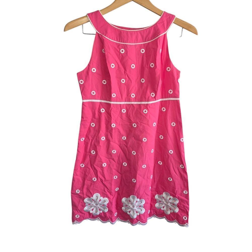 Lilly Pulitzer Pink Eyelet Dress Size 2 Scalloped Hem